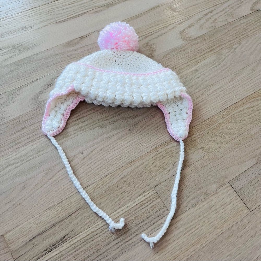 Crochet Baby Hat in Pink and White